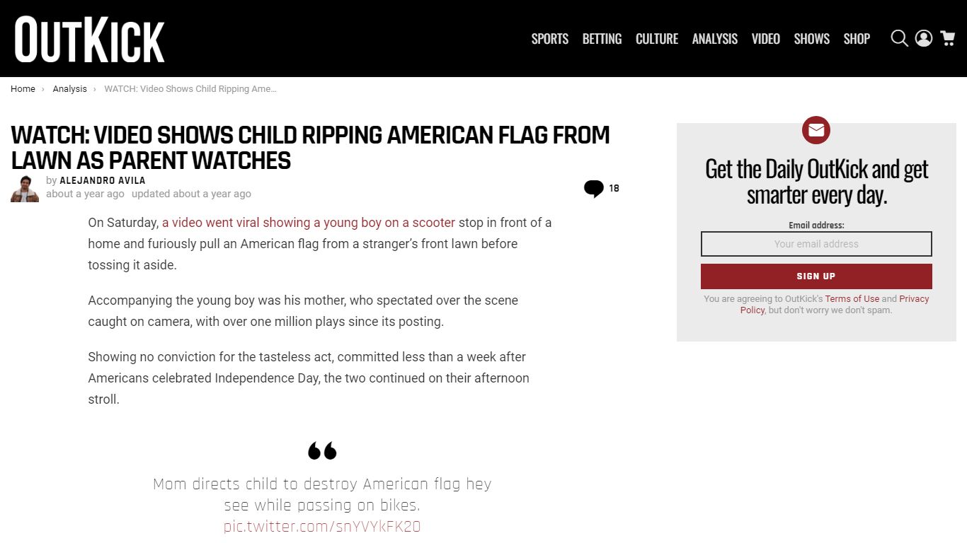 WATCH: Video Shows Child Ripping American Flag From Lawn As ... - OutKick